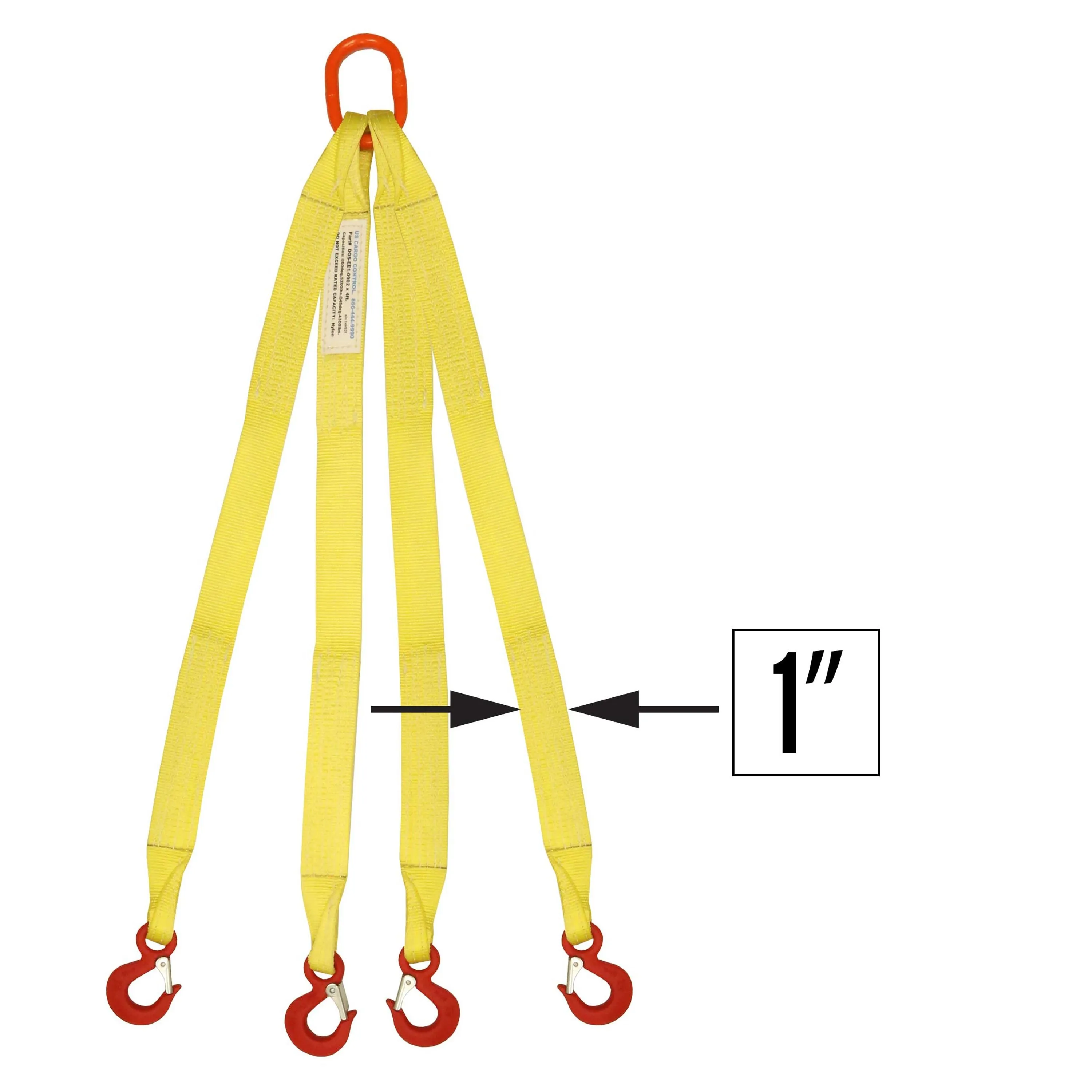 1"x16' (1 ply) Quad Leg Nylon Sling w/ Master Link & Sling Hook