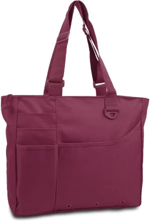 600 denier super feature tote - maroon Case of 24