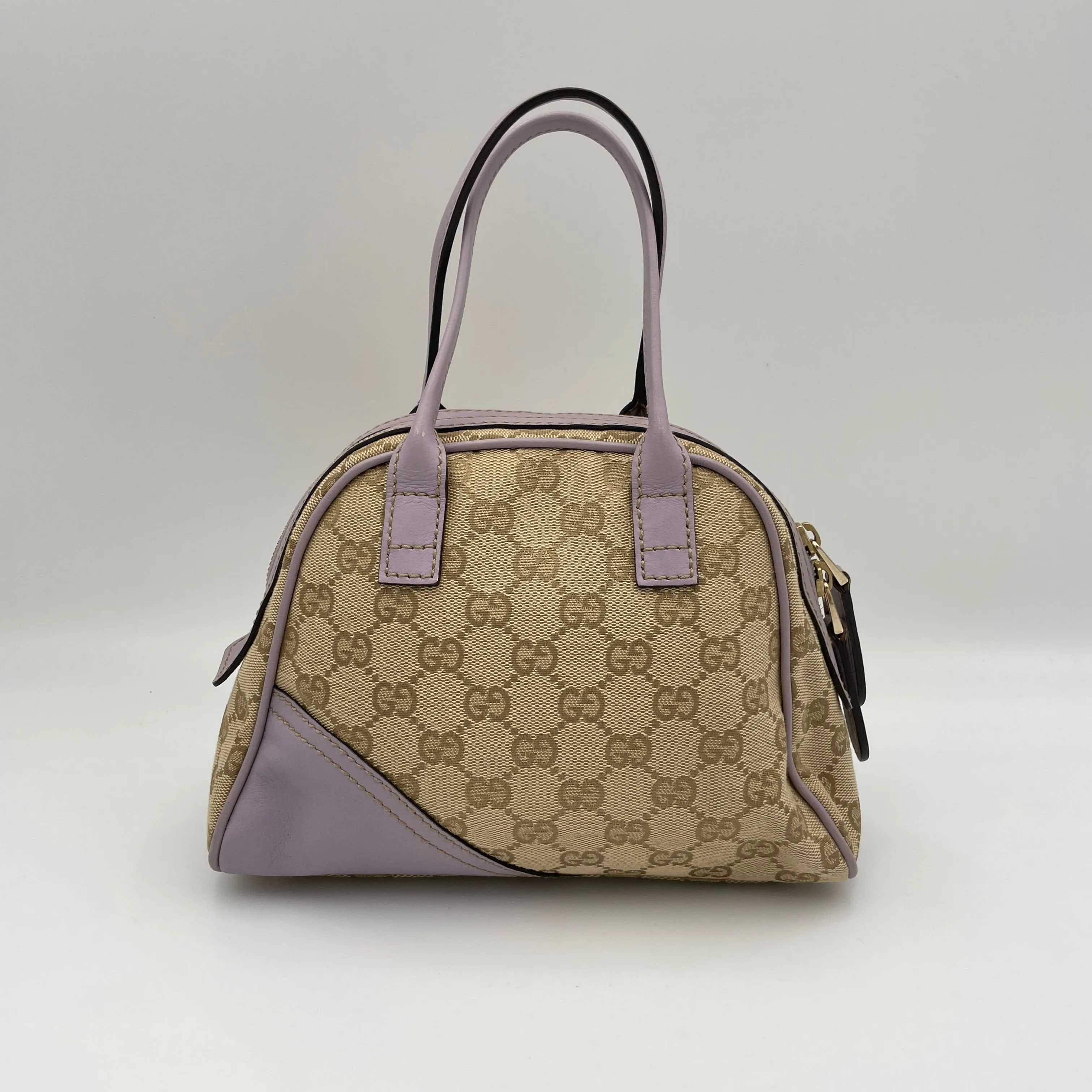 Abbey Mini Brown Top Handle Bag in Jacquard, Gold hardware