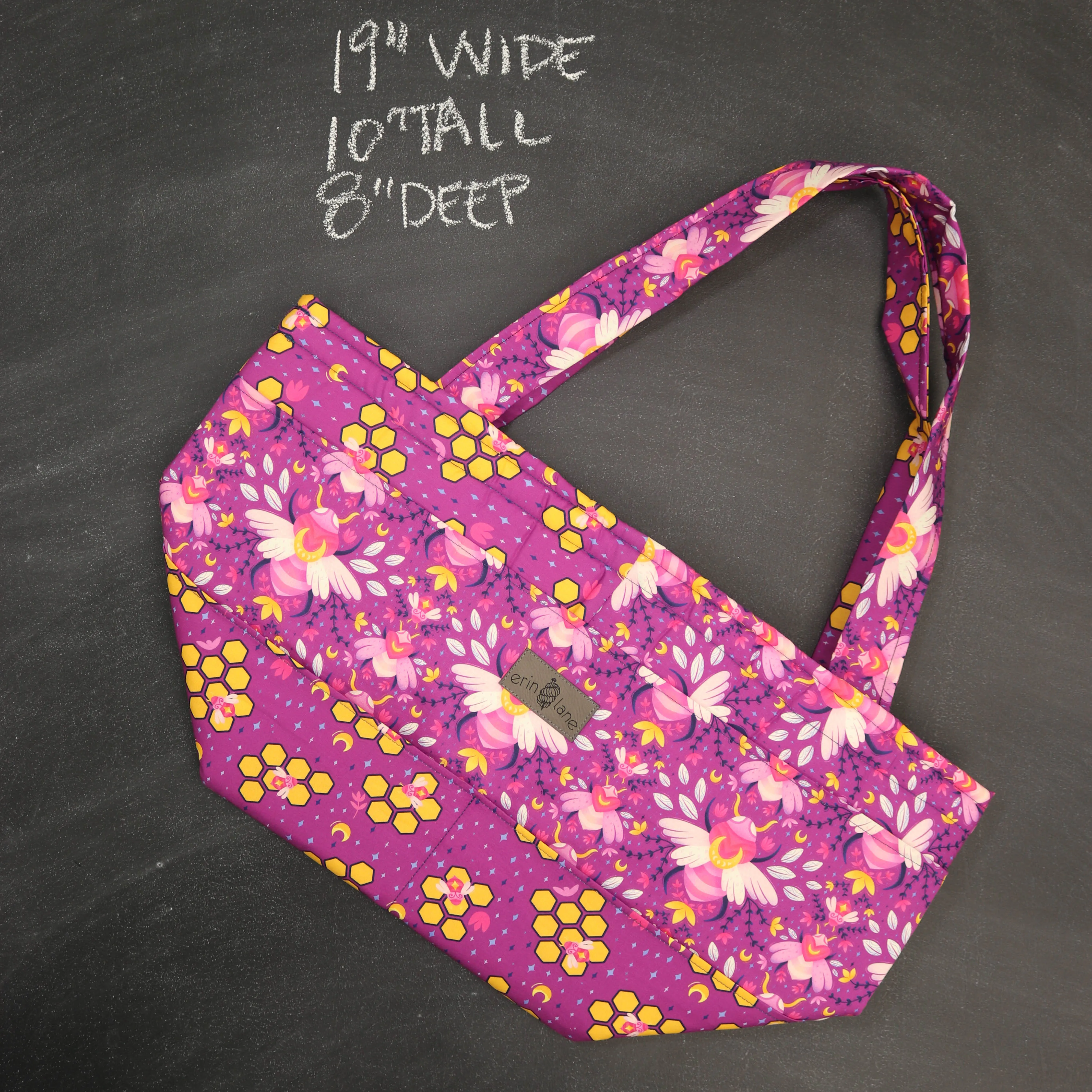 Barrel Tote Bag in Fuchsia Bees