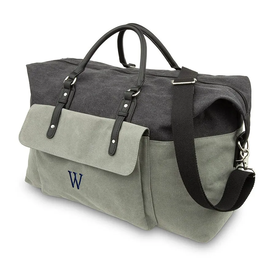 Black & Grey Groomsmen Canvas Weekender Travel Bag