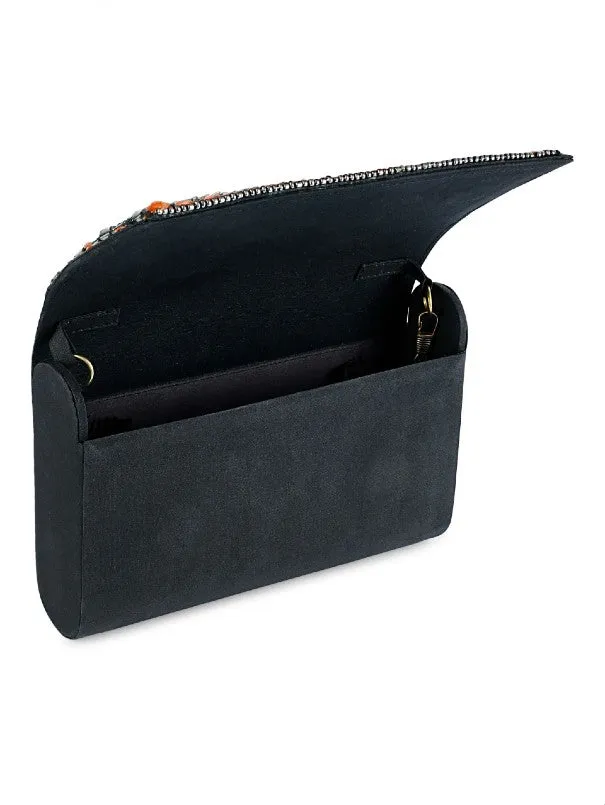 Black Silver Sheen Clutch Bag