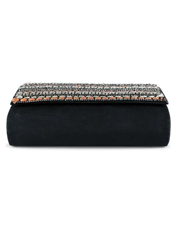 Black Silver Sheen Clutch Bag