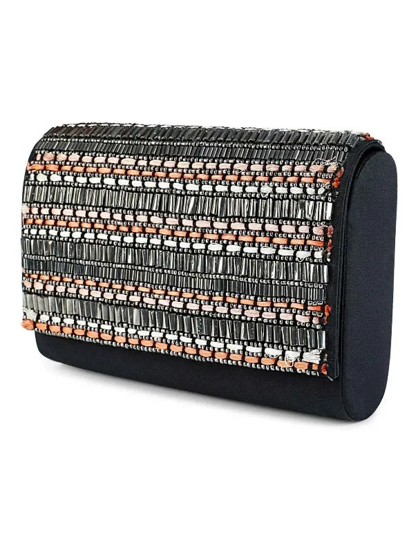 Black Silver Sheen Clutch Bag