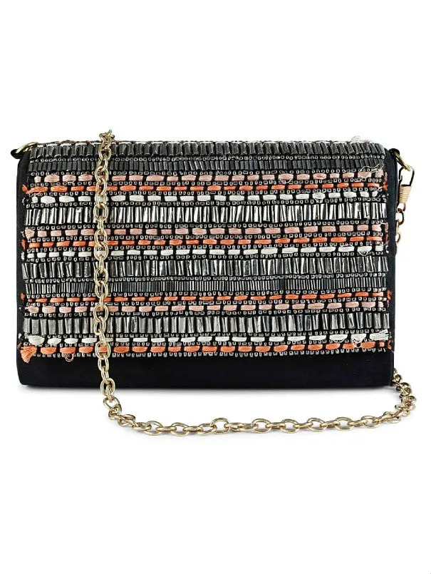 Black Silver Sheen Clutch Bag