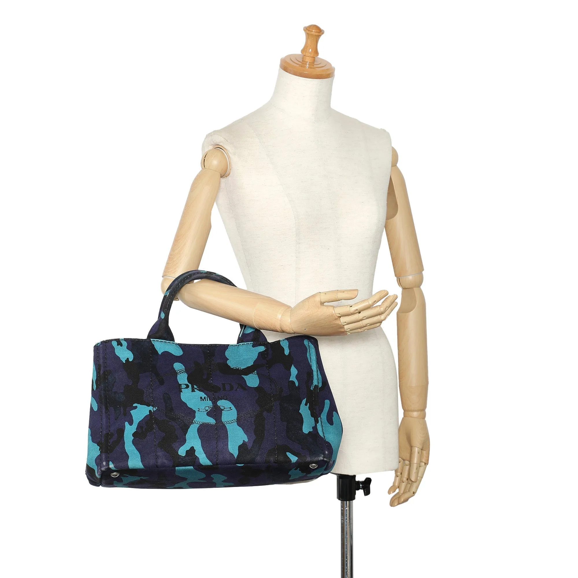 Blue Prada Canapa Camouflage Tote