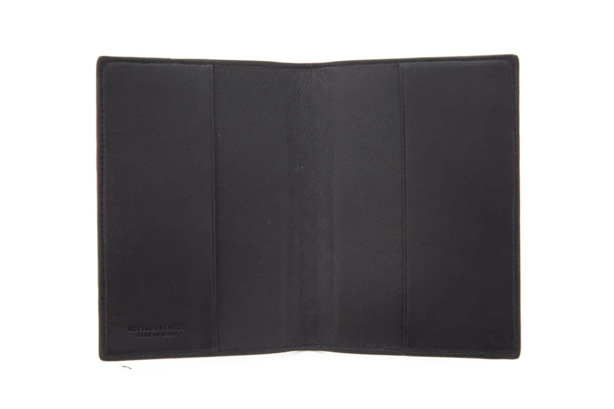 Bottega Veneta Black Woven Intrecciato Passport Holder