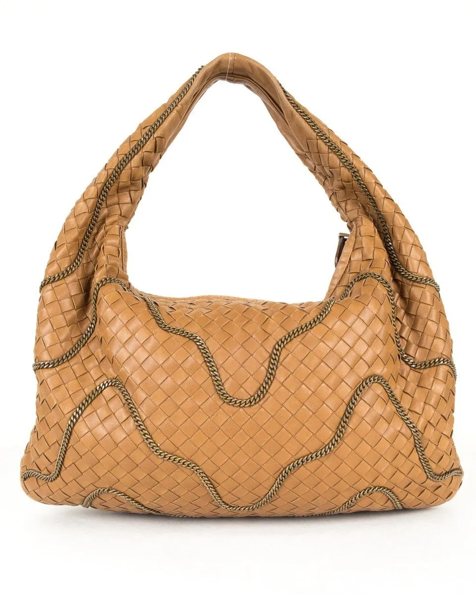 Bottega Veneta Brown Intrecciato Nappa Chain Hobo Bag