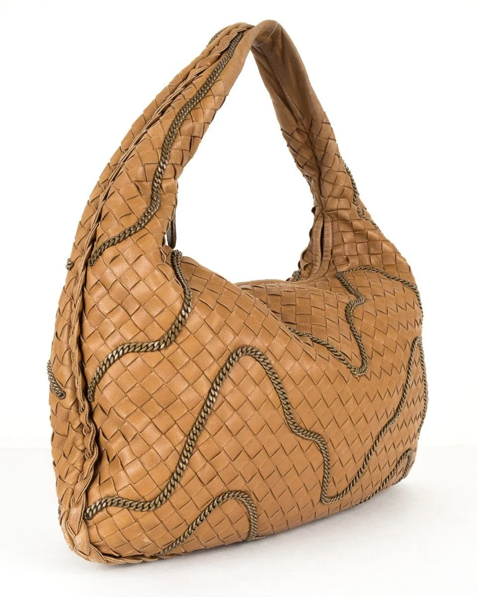 Bottega Veneta Brown Intrecciato Nappa Chain Hobo Bag