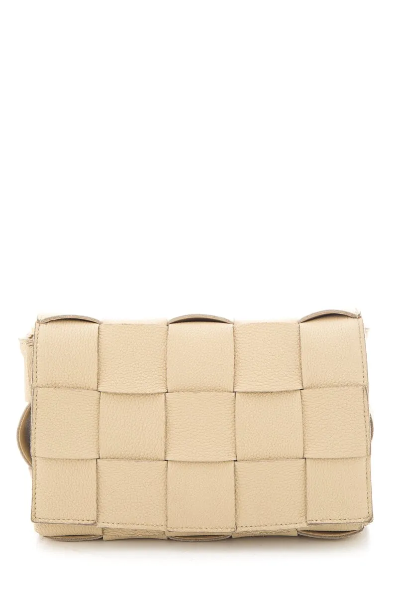 Bottega Veneta Cassette Woven Leather Beige Crossbody Bag