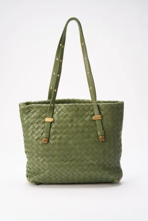 Bottega Veneta Intrecciato Leather Tote - Green