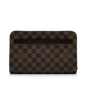 Brown Louis Vuitton Damier Ebene Saint Louis Pochette Clutch Bag