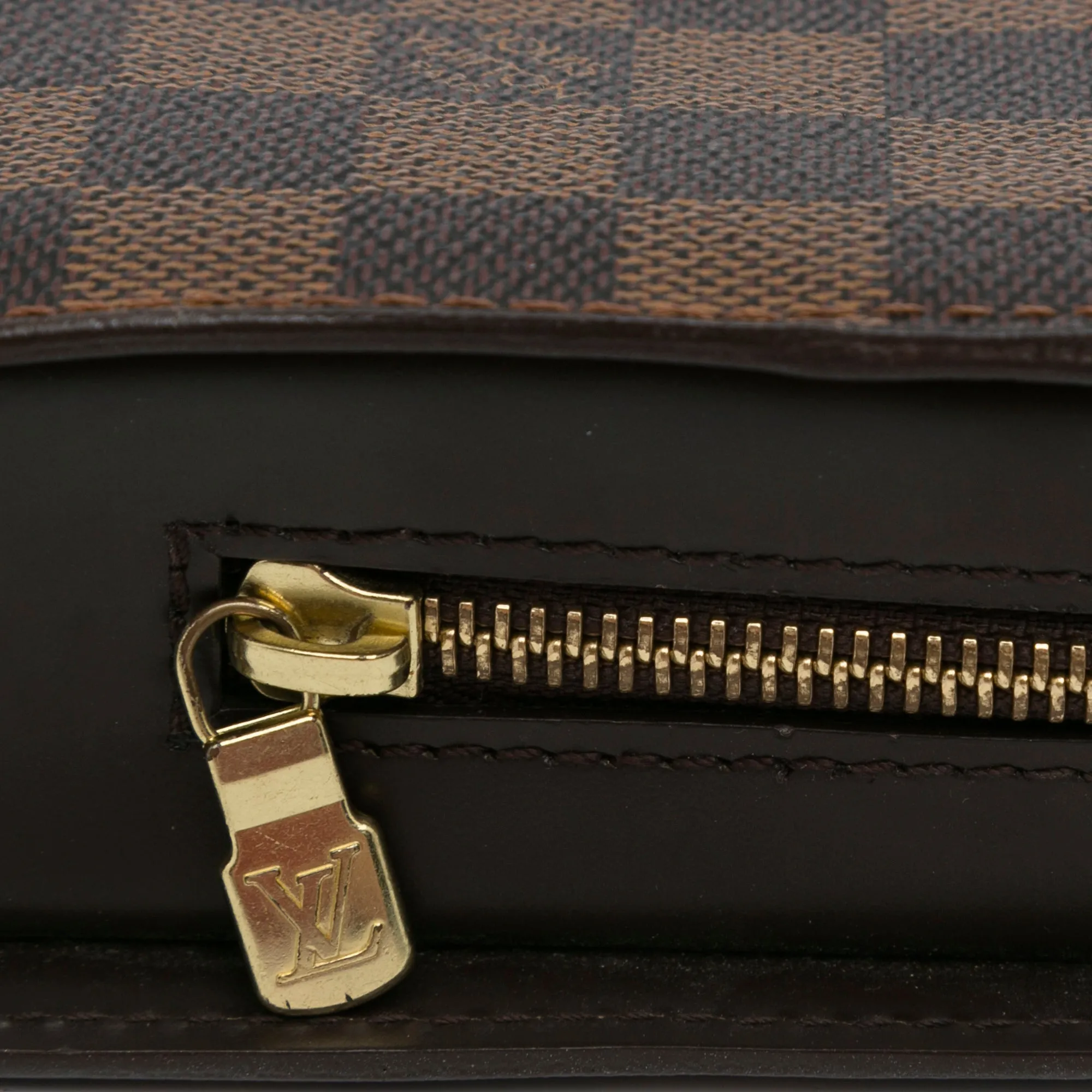 Brown Louis Vuitton Damier Ebene Saint Louis Pochette Clutch Bag