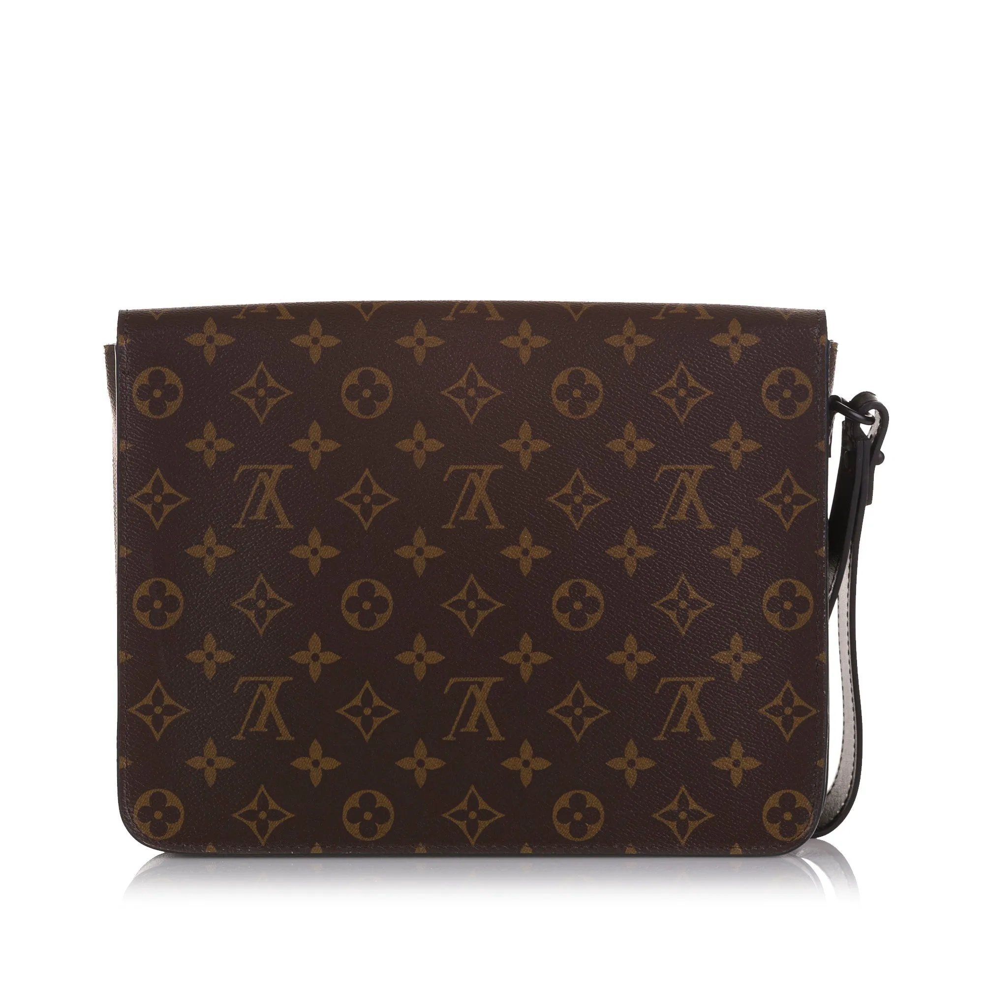 Brown Louis Vuitton Monogram Macassar S Lock A4 Pouch Clutch Bag