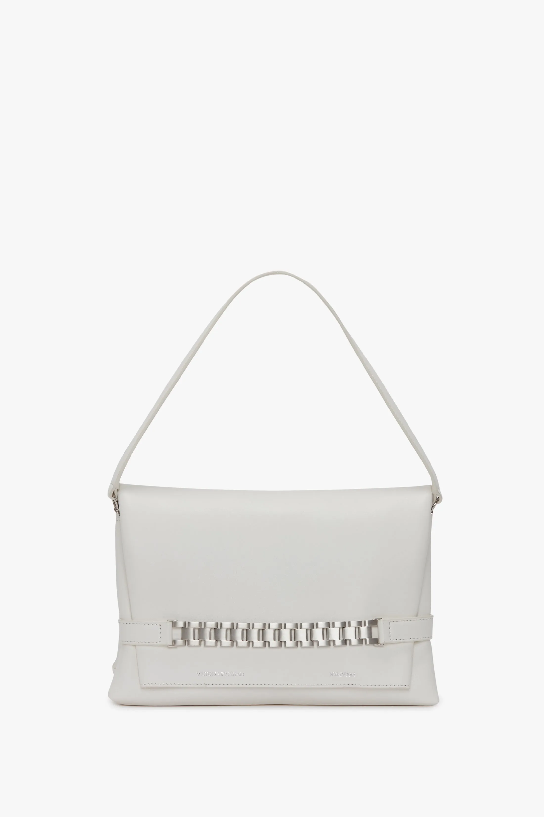 Chain Pouch Bag with Brushed Silver Chain In White