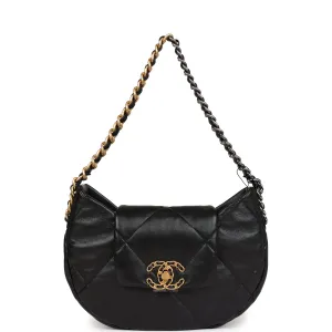 Chanel 19 Hobo Bag Black Lambskin Mixed Metal Hardware