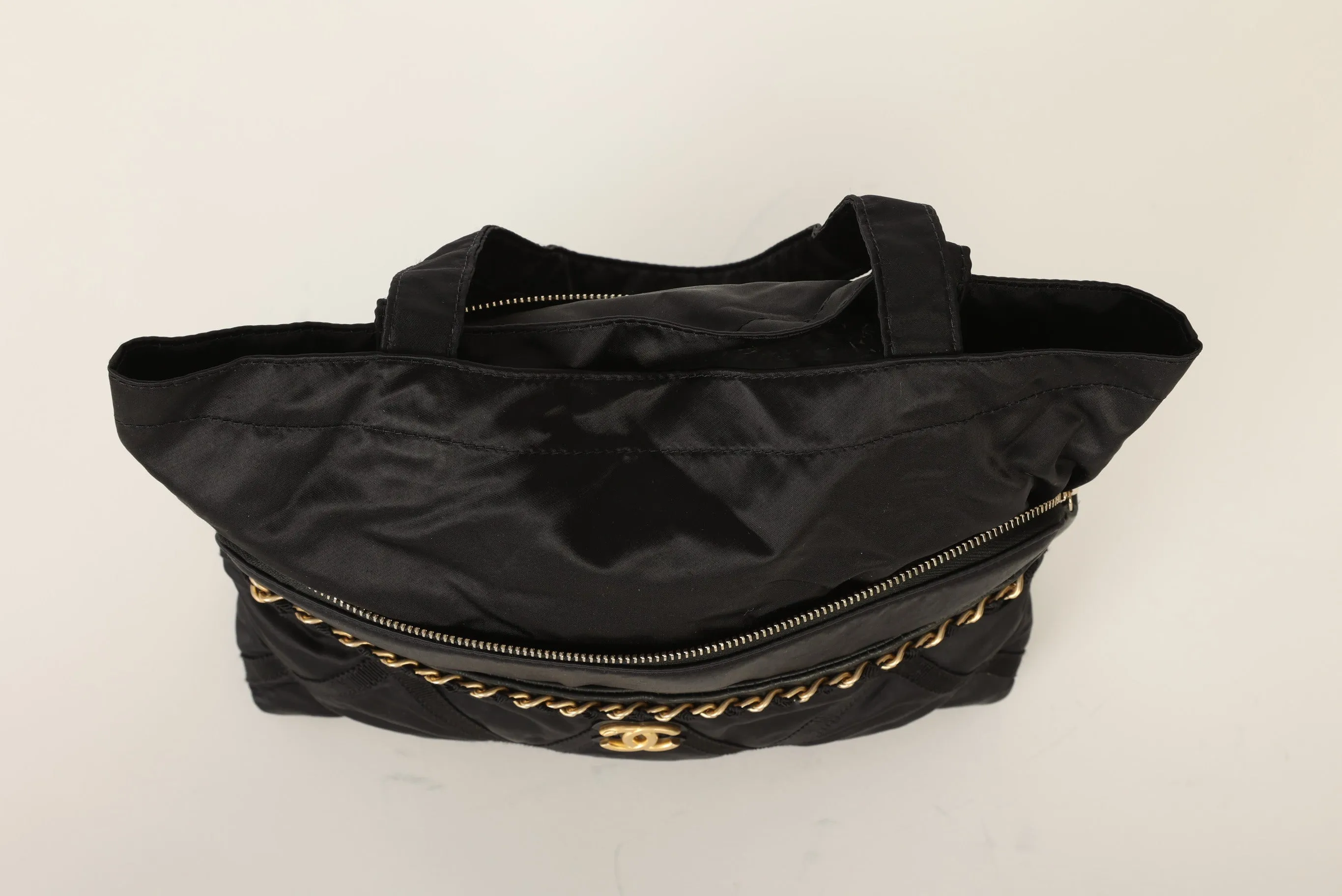 Chanel 2022 Satin Zip Clutch Tote