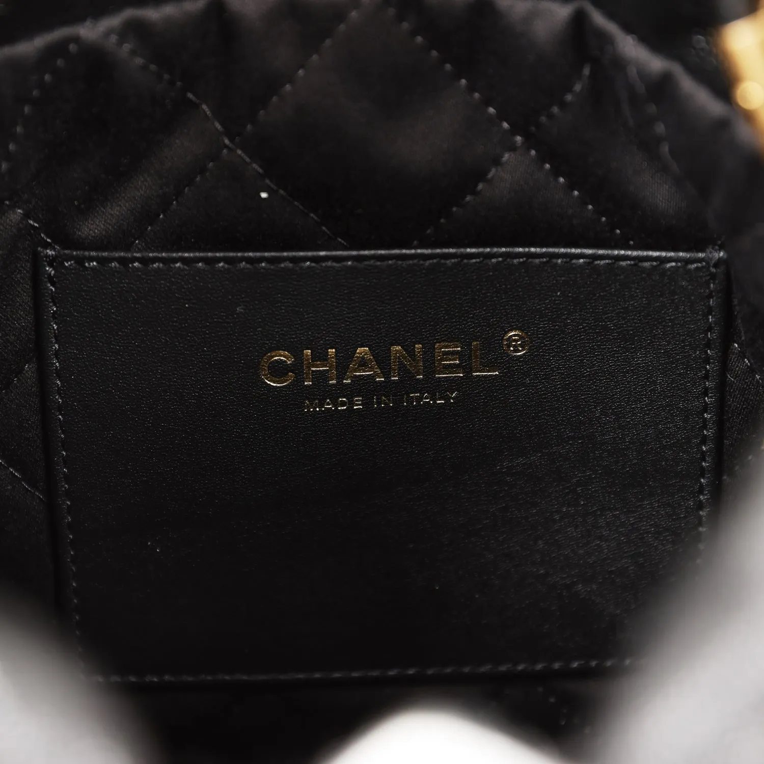 Chanel Mini 22 Bag Black Pebbled Calfskin Gold Hardware