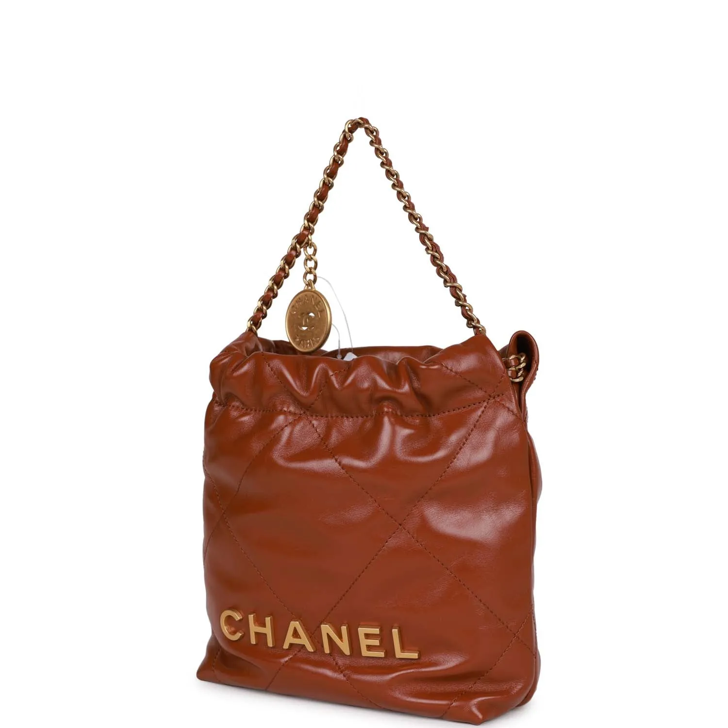 Chanel Mini 22 Bag Brown Calfskin Gold Hardware