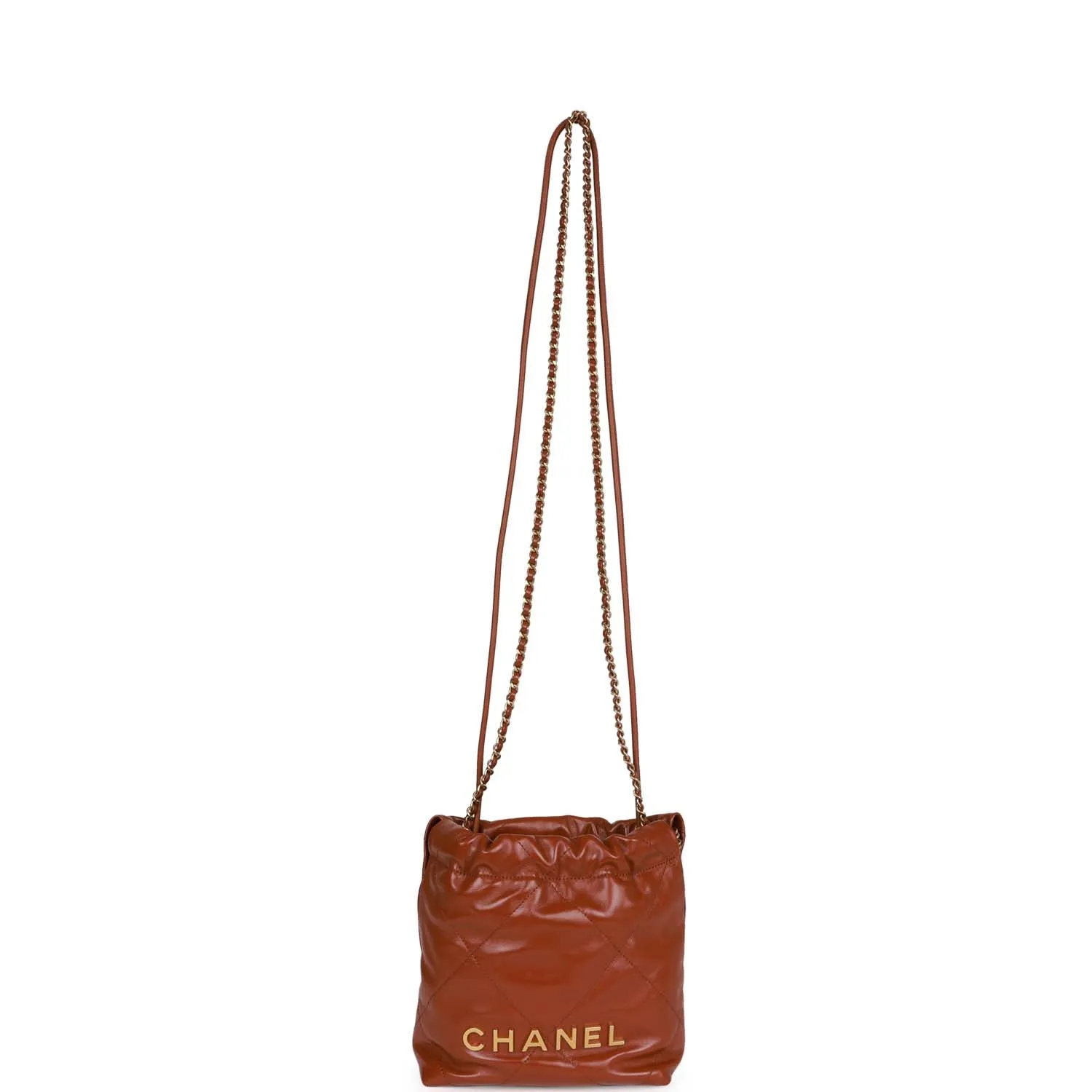 Chanel Mini 22 Bag Brown Calfskin Gold Hardware