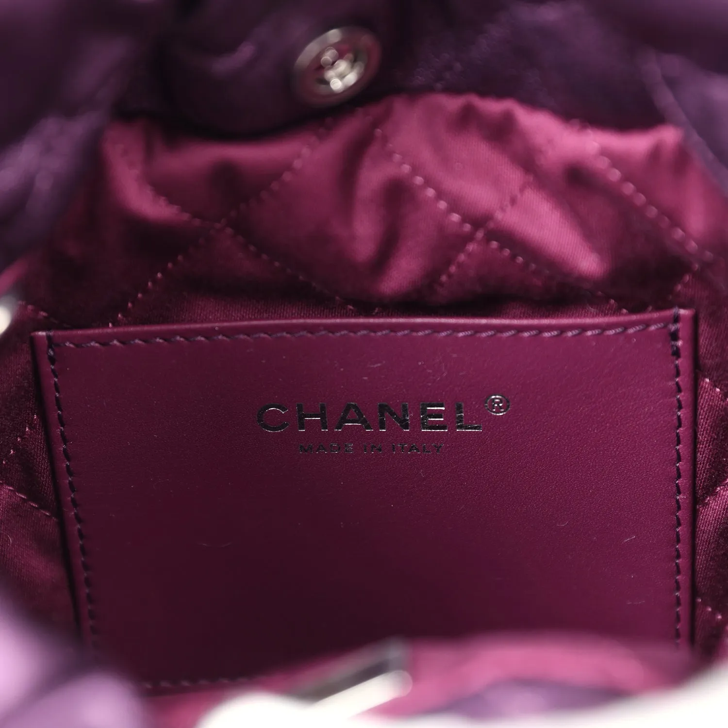 Chanel Mini 22 Bag Dark Purple Metallic Lambskin Lacquered Metal Hardware