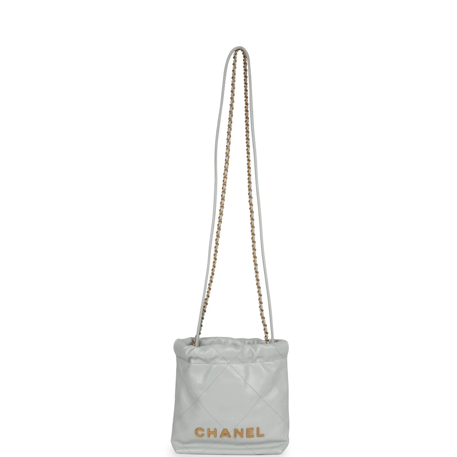 Chanel Mini 22 Bag Light Blue Calfskin Gold Hardware