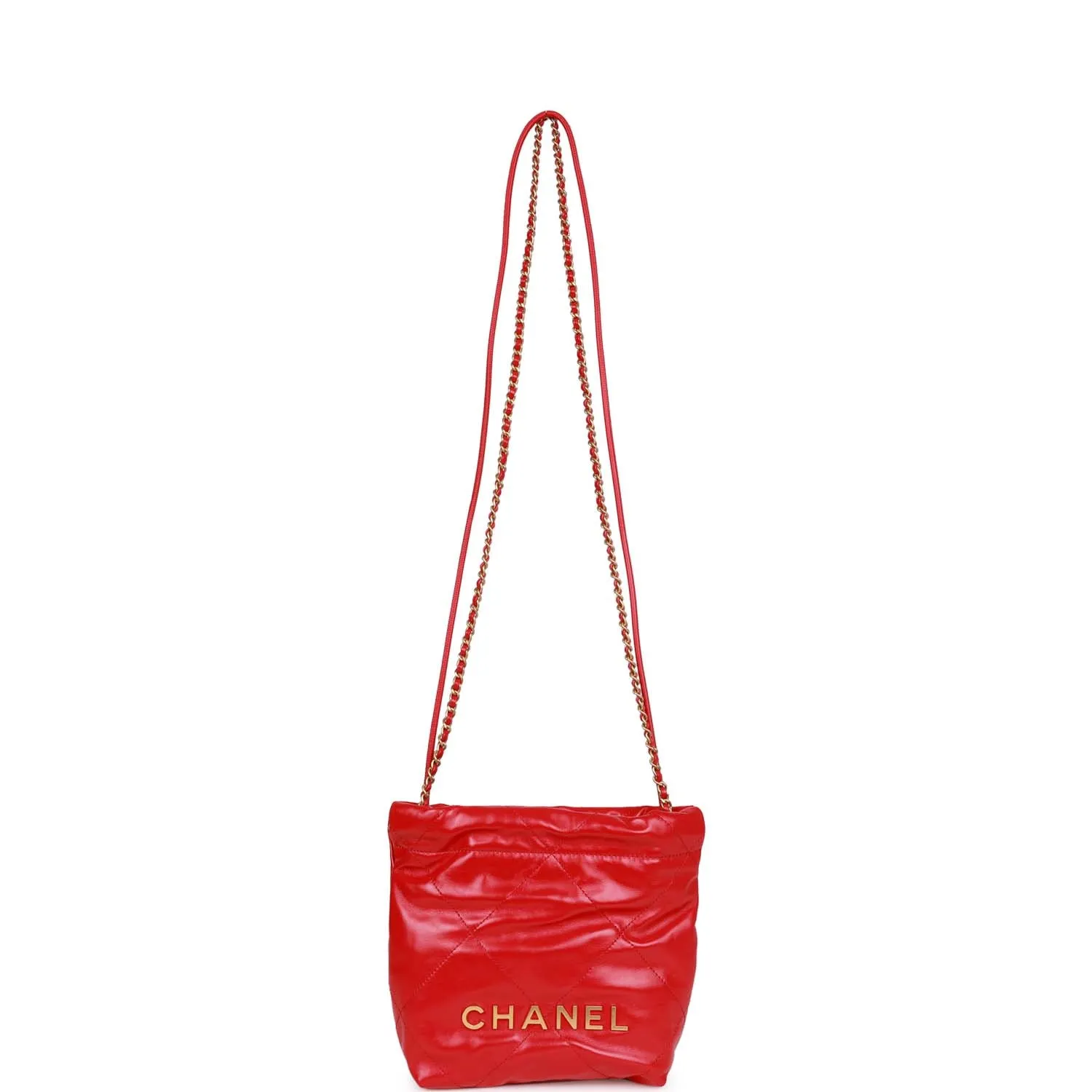 Chanel Mini 22 Bag Red Calfskin Gold Hardware