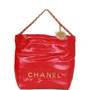 Chanel Mini 22 Bag Red Calfskin Gold Hardware