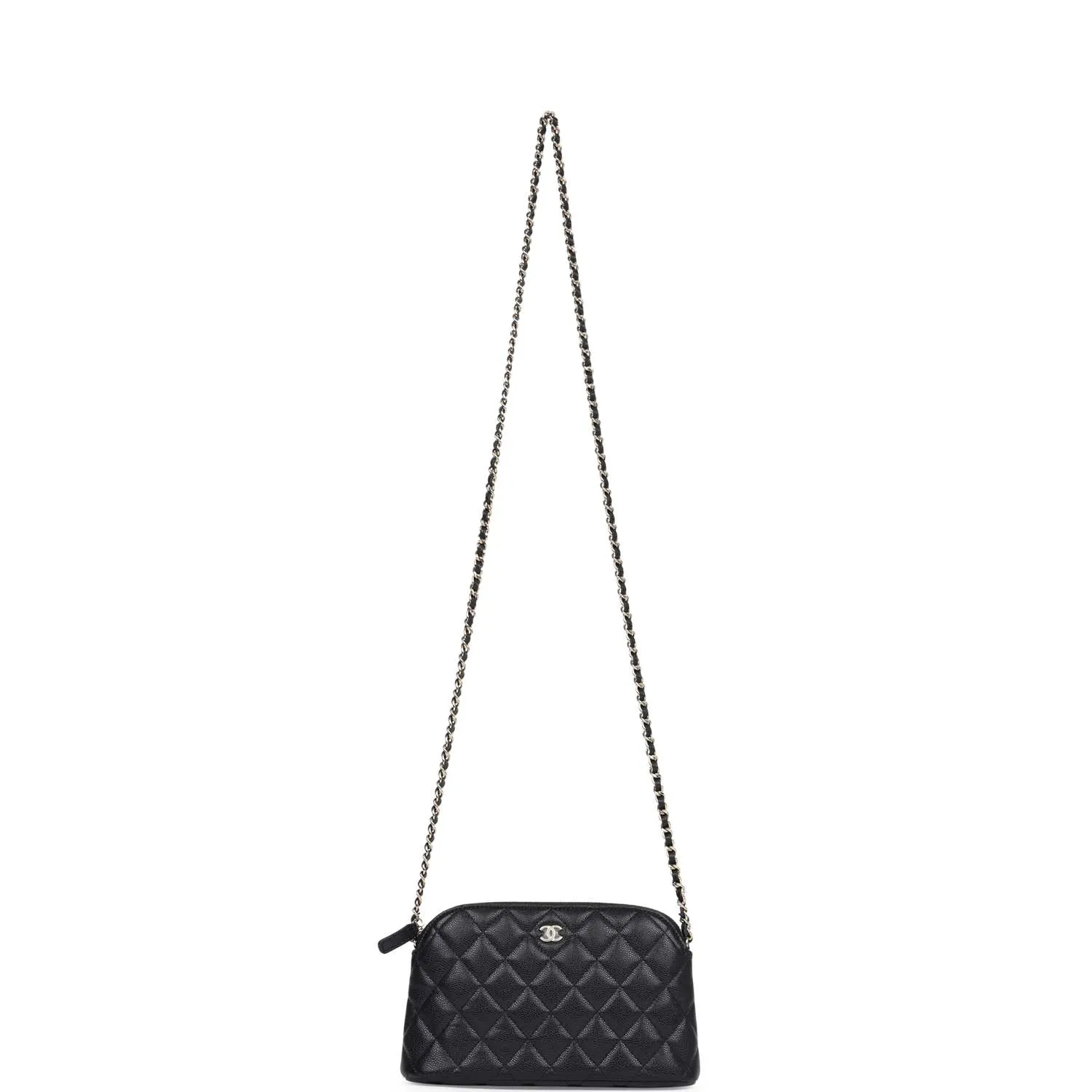 Chanel Mini Clutch with Chain Crossbody Bag Black Caviar Light Gold Hardware