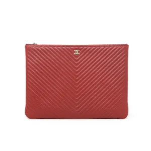 Chanel Red Medium O Case Pouch