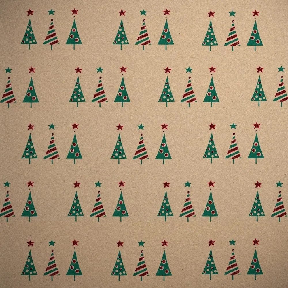 Christmas Trees Bioglitter FSC Wrapping Paper Sheet