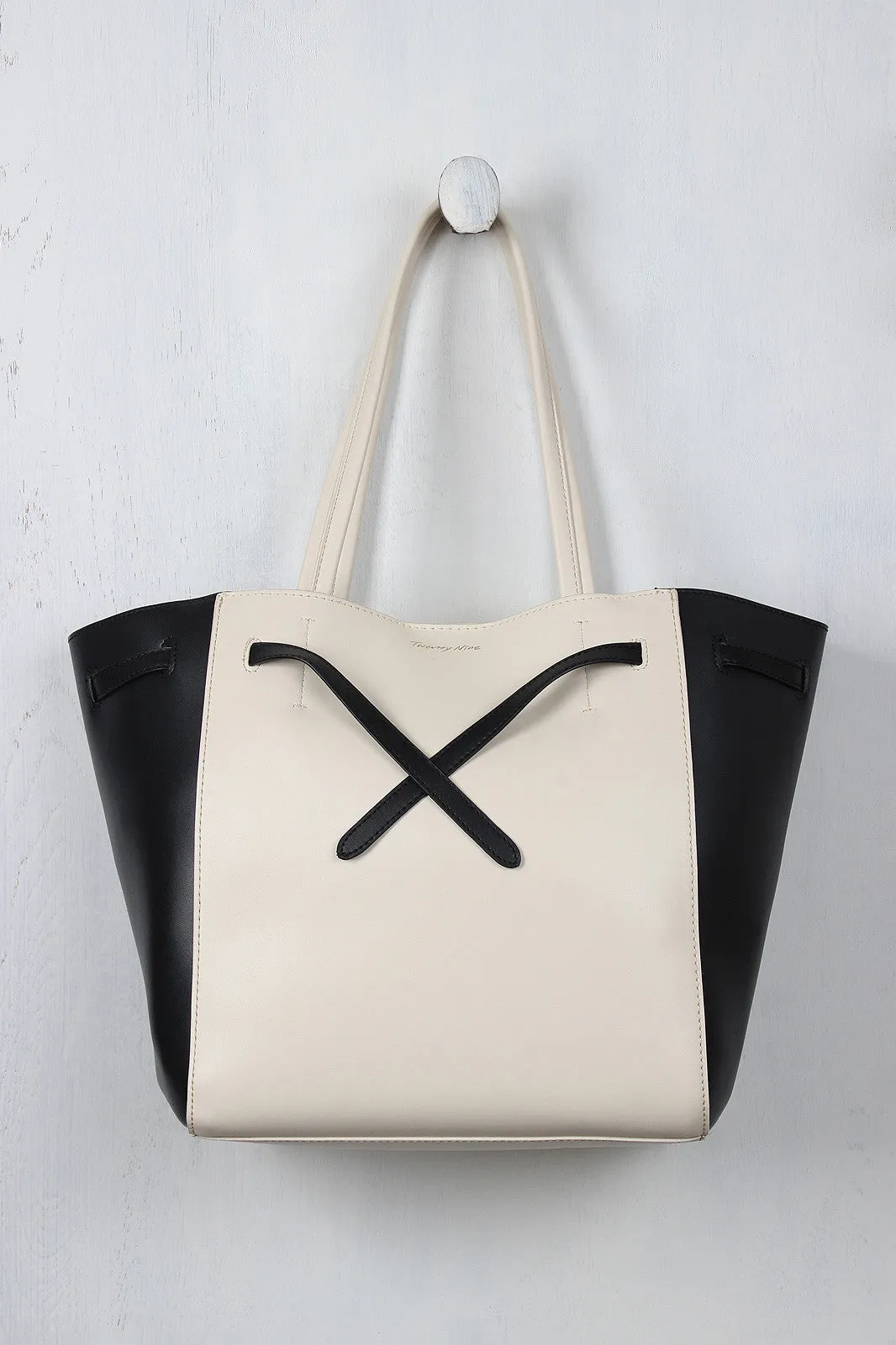 Classic Two-Tone Vegan Leather Tote