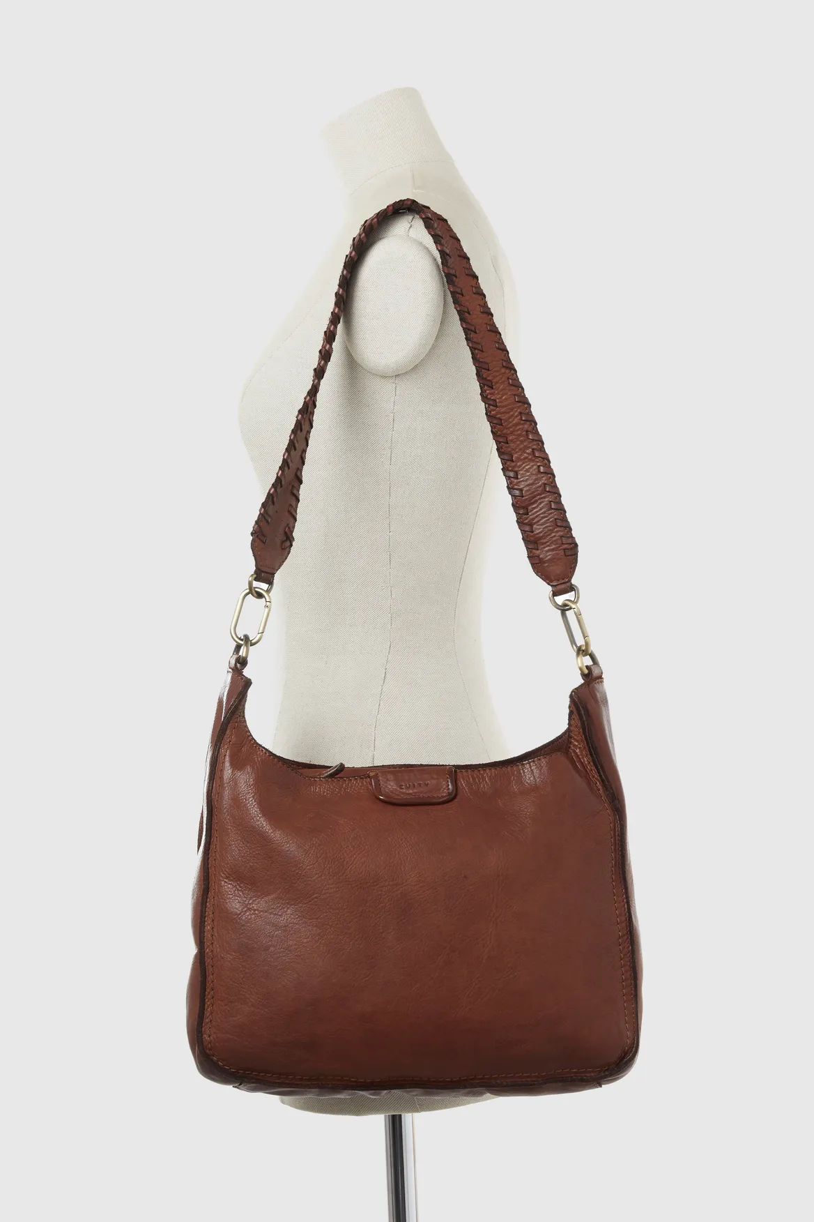 Cora Leather Whipstitch Hobo Bag