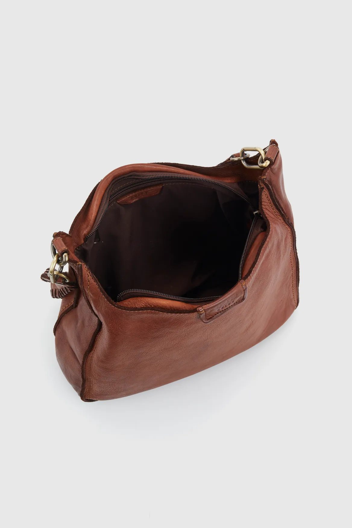 Cora Leather Whipstitch Hobo Bag