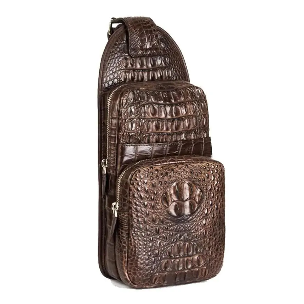 Crocodile Leather Sling Day Pack Purse Chest bag