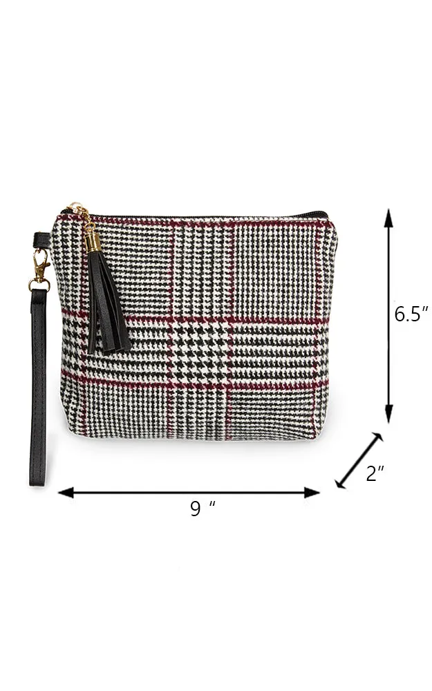 EABG9375 White Glen Check Crossbody Clutch Bag