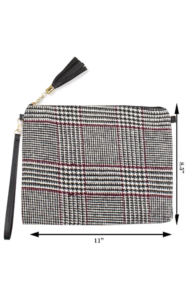 EABG9375 White Glen Check Crossbody Clutch Bag