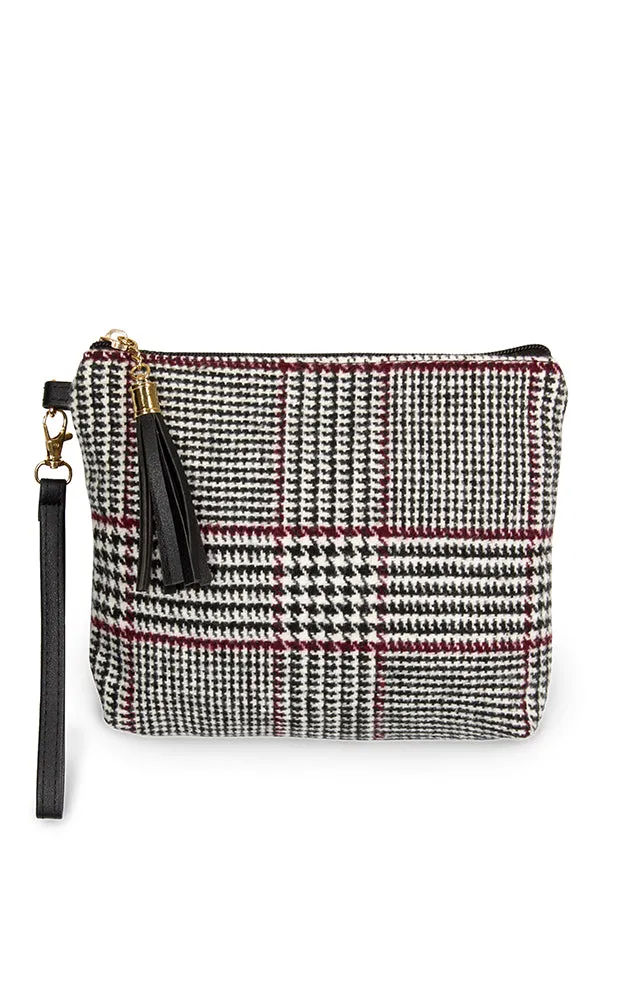 EABG9375 White Glen Check Crossbody Clutch Bag