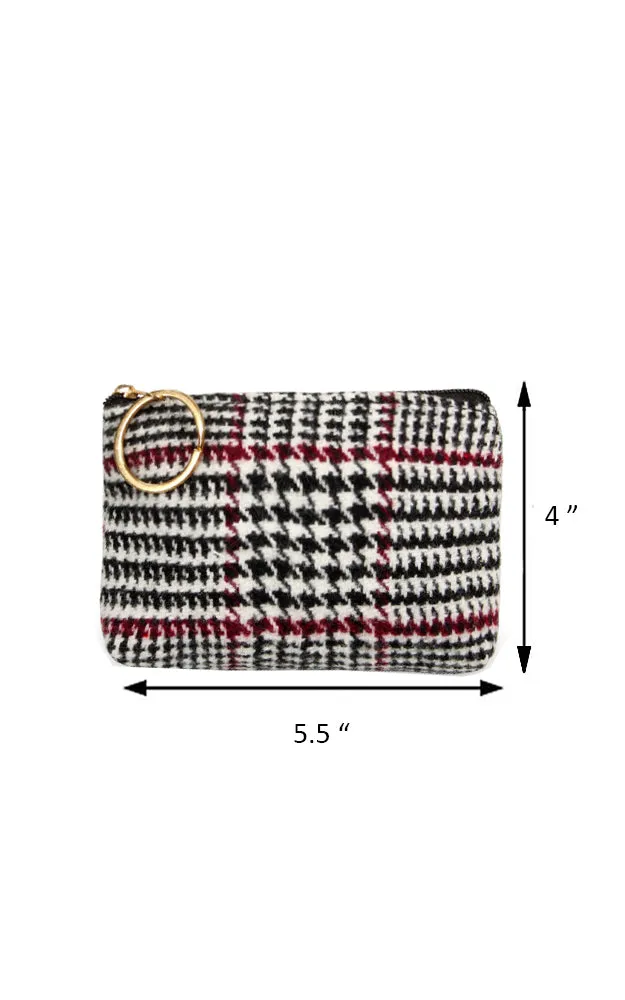 EABG9375 White Glen Check Crossbody Clutch Bag