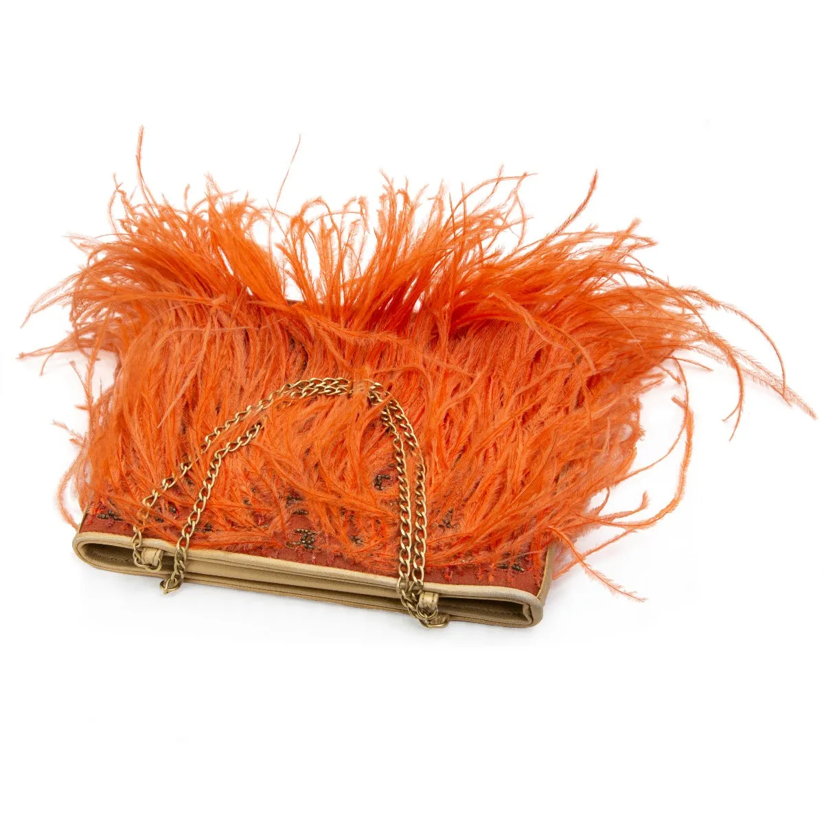 Feather Embellished Clutch Bag