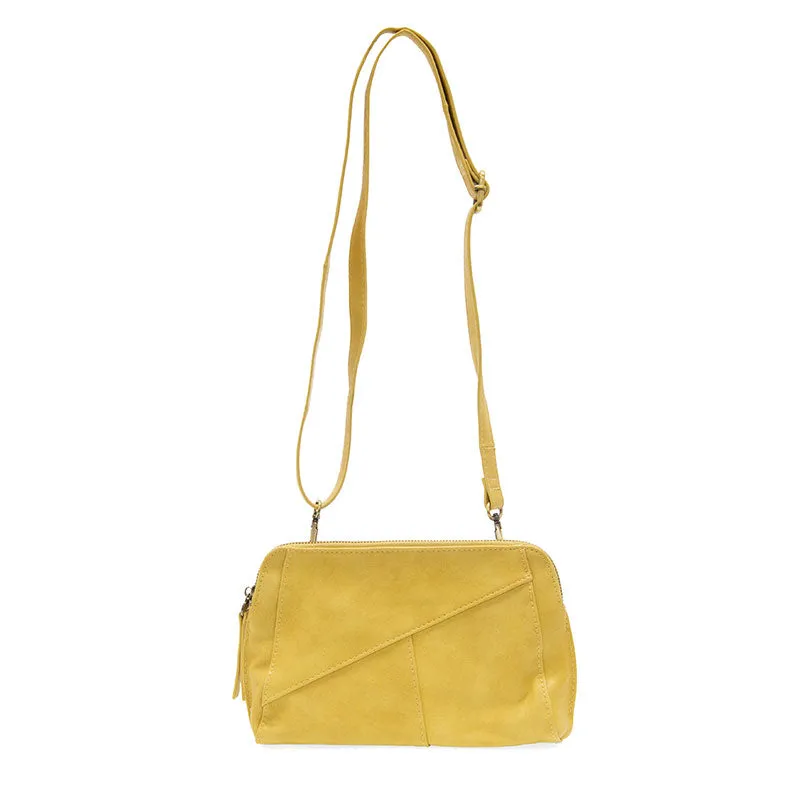 Gigi Crossbody with Woven Wristlet Strap in Mellow Yellow