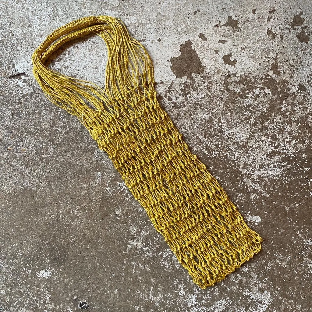 Large Macrame String Bag - Mustard