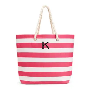 Large Stripe Cabana Bridesmaid Tote Bag - Pink