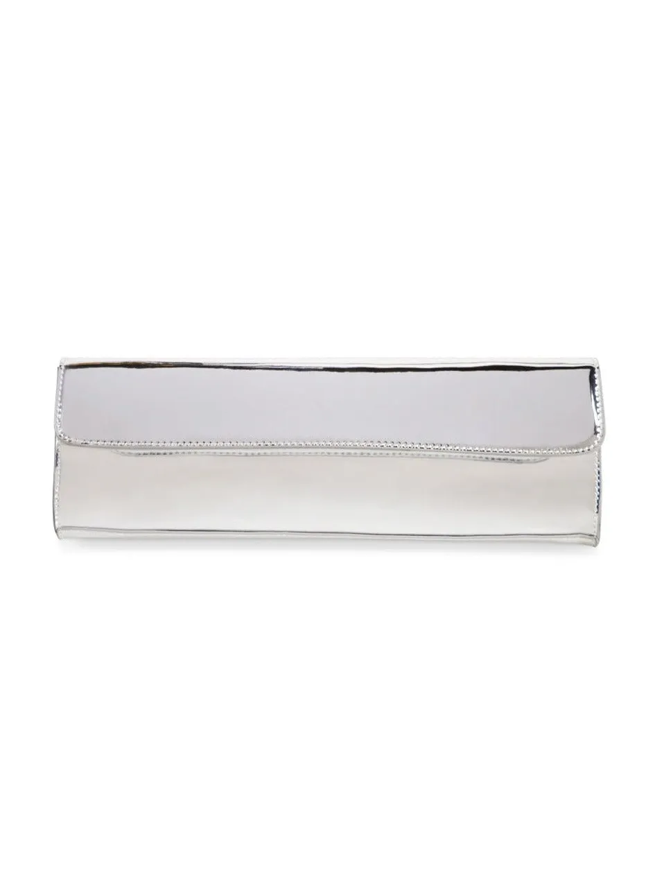 Long Clutch Bag in Liquid Silver