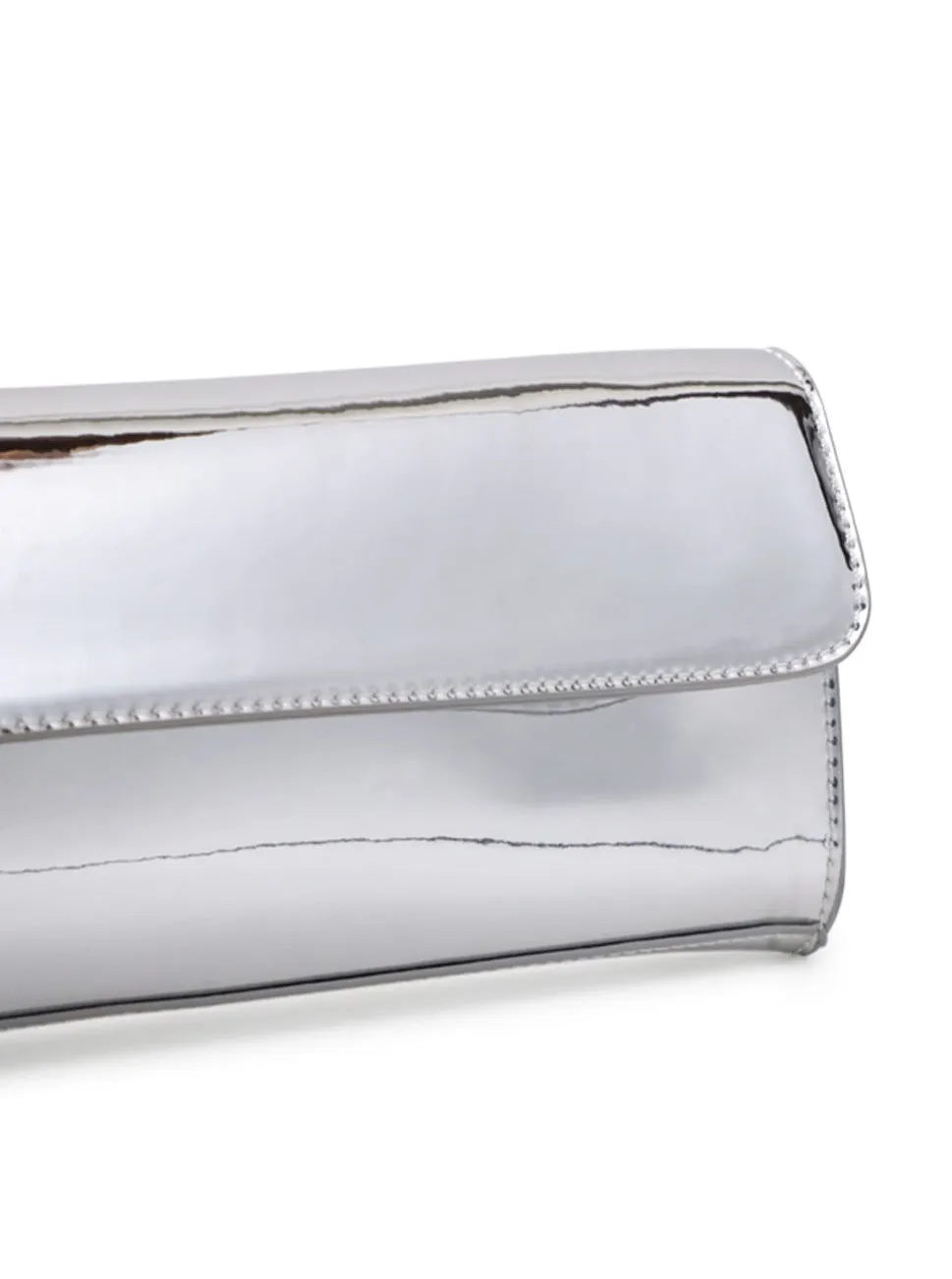 Long Clutch Bag in Liquid Silver