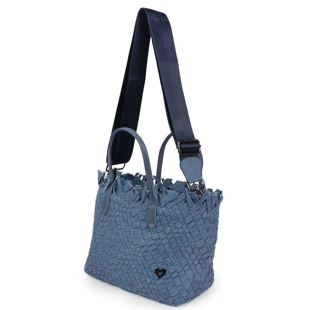 NEW: Taunton Small Woven Tote (Fringed Top) - Denim