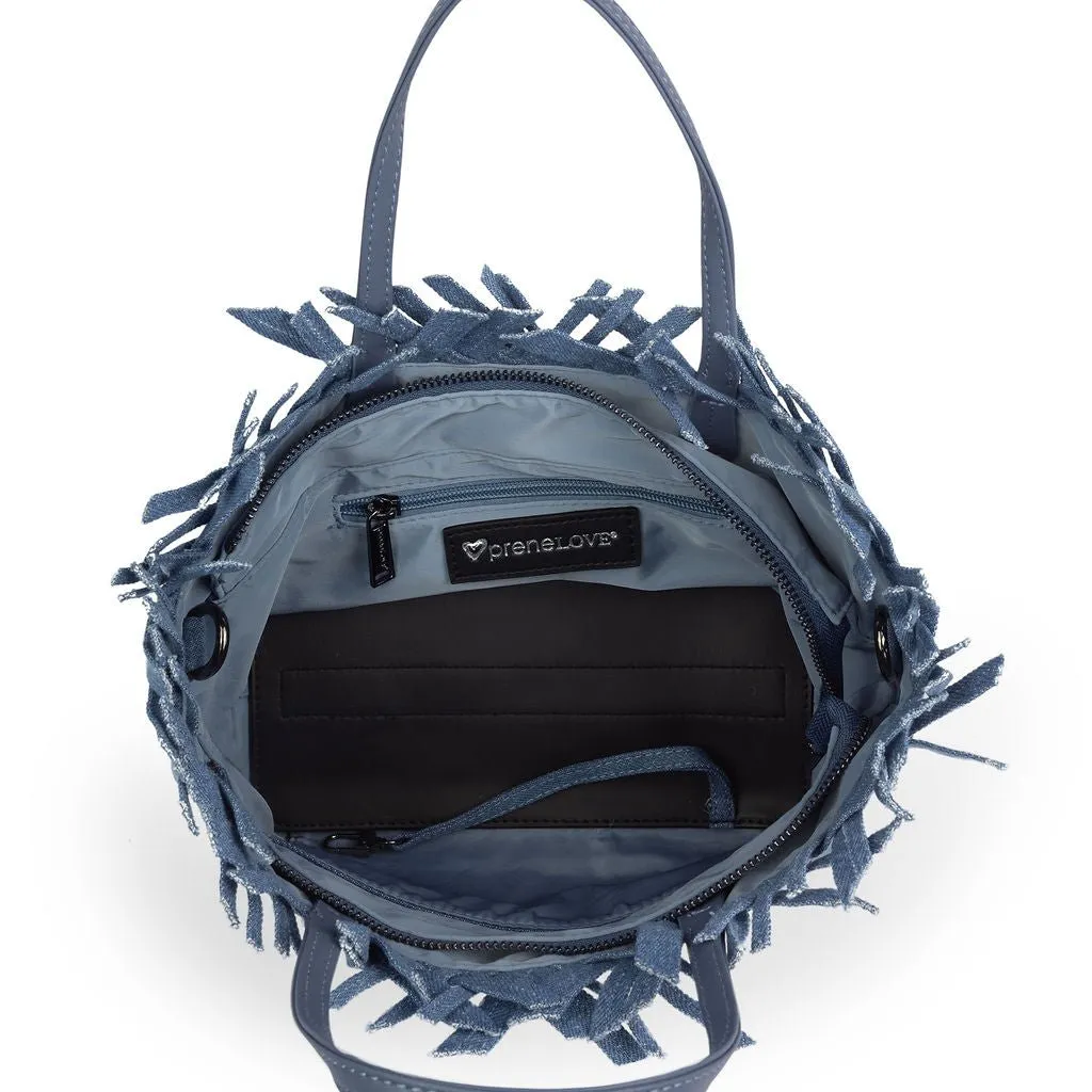 NEW: Taunton Small Woven Tote (Fringed Top) - Denim