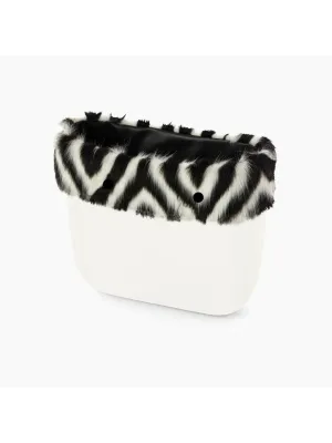 O bag trim mini inlaid faux fur black & white