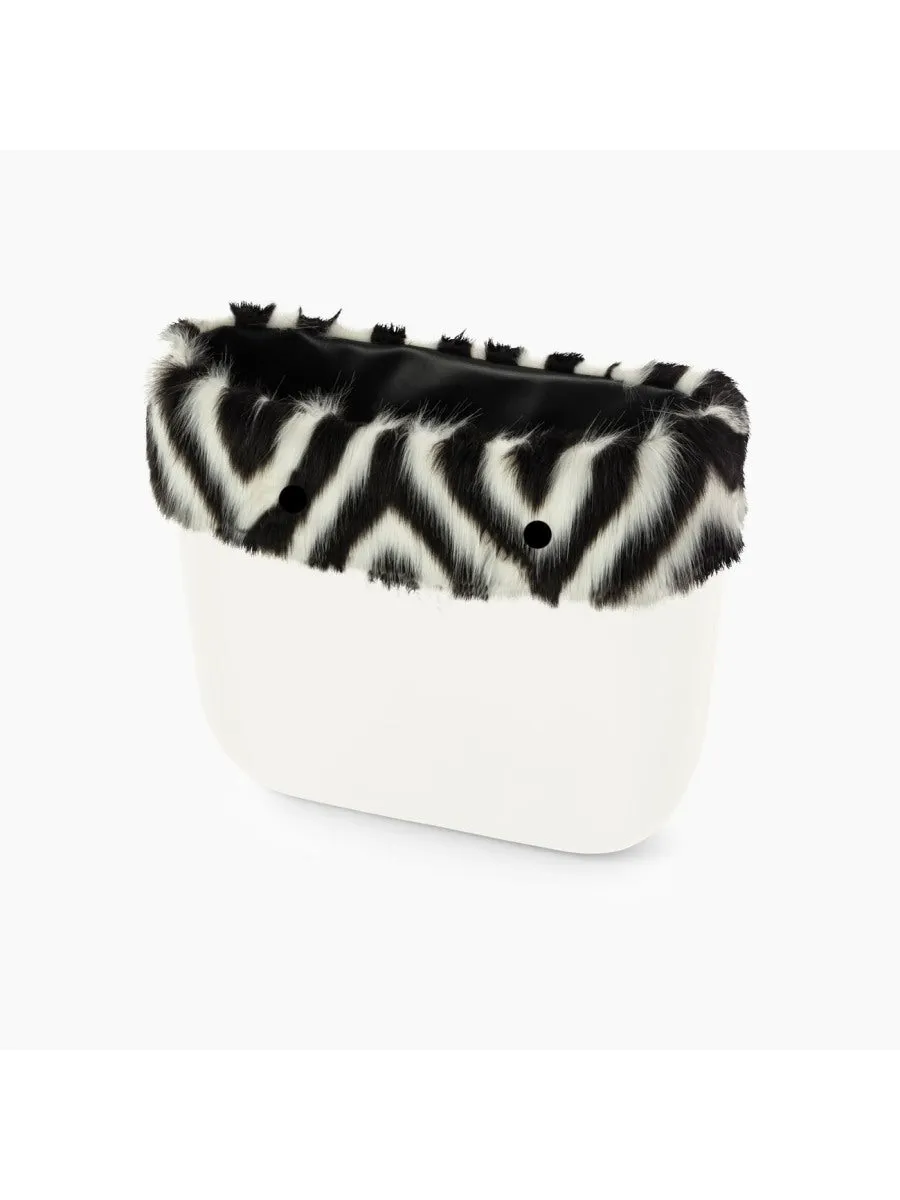 O bag trim mini inlaid faux fur black & white