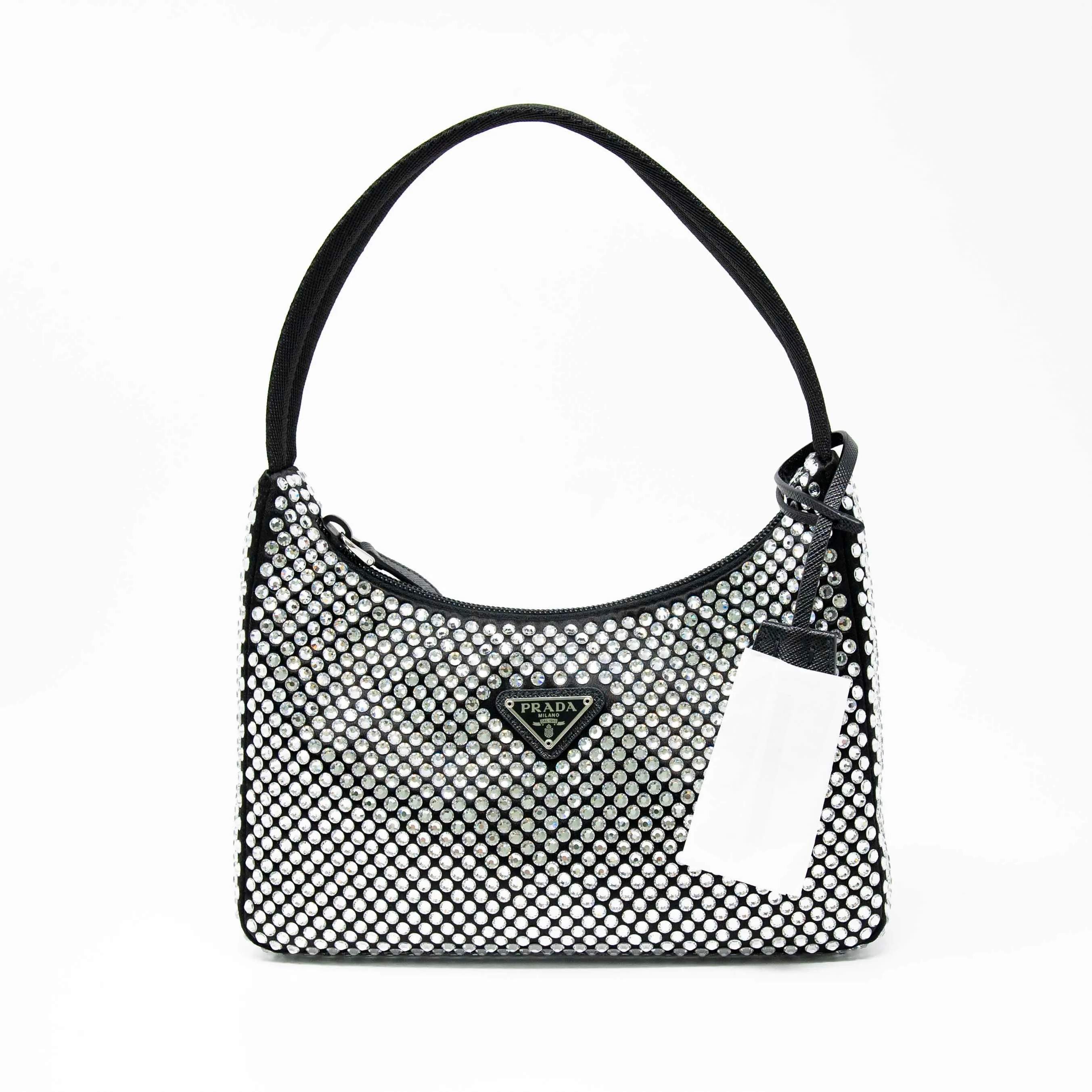 Prada Black Mini Satin Bag With Crystals